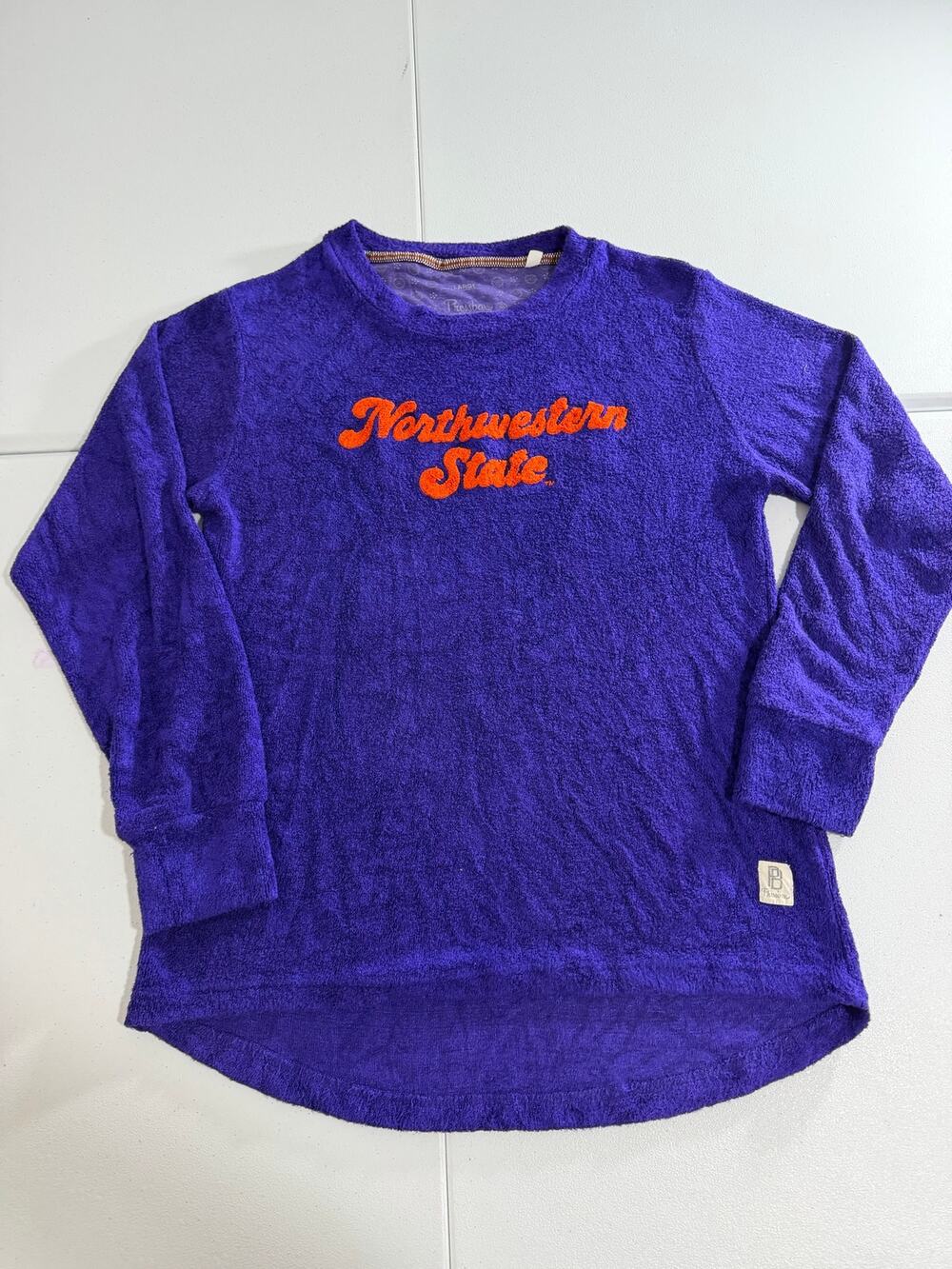 Pressbox Northwestern State Demons Sweater Large Purple Terry Cloth Long Sleeve